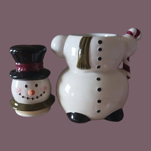 Tabletop unlimited snowman cookie jar white black color 14.5tall×8W - Picture 6 of 9